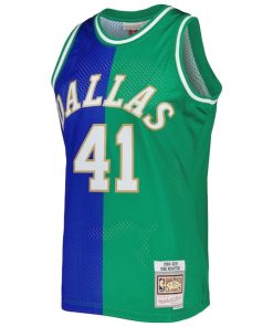 Alternative view of Dirk Nowitzki Dirk Nowitzki Hardwood Classics 1998/2019 Split Swingman Jersey - Blue/Green