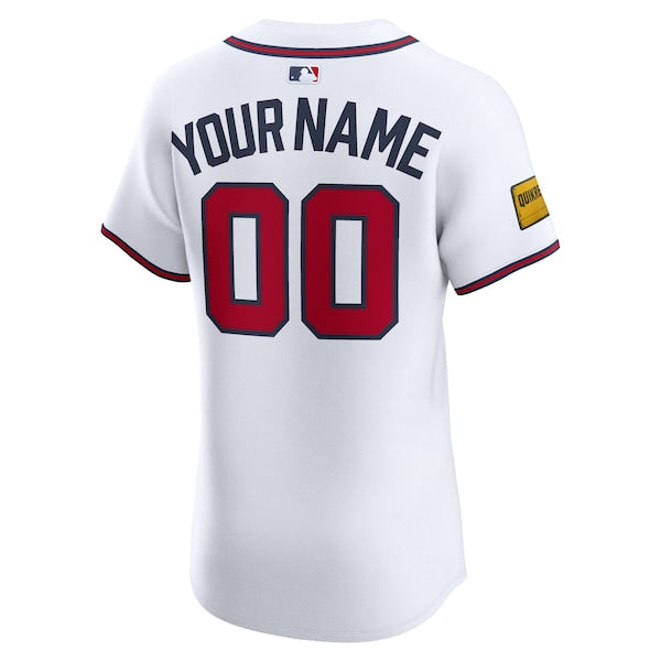 Atlanta Braves Nike Home Elite Sponsor Patch Custom Jersey - White - Image 3