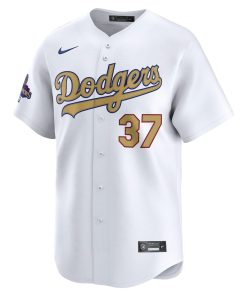 Alternative view of Teoscar Hernandez Los Angeles Dodgers Nike 2025 Gold Collection Limited Jersey ¨C White