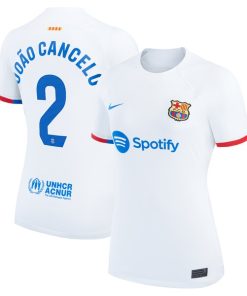 Joao Cancelo Barcelona Nike Women's 2023/24 Away Stadium Replica Player Jersey - White