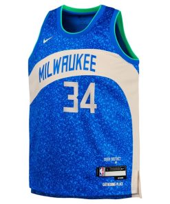 Alternative view of Giannis Antetokounmpo Milwaukee Bucks Nike Youth  Swingman Replica Jersey - City Edition - Royal