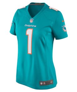 Alternative view of Number 1 Mom Miami Dolphins Nike Women's Game Jersey - Aqua