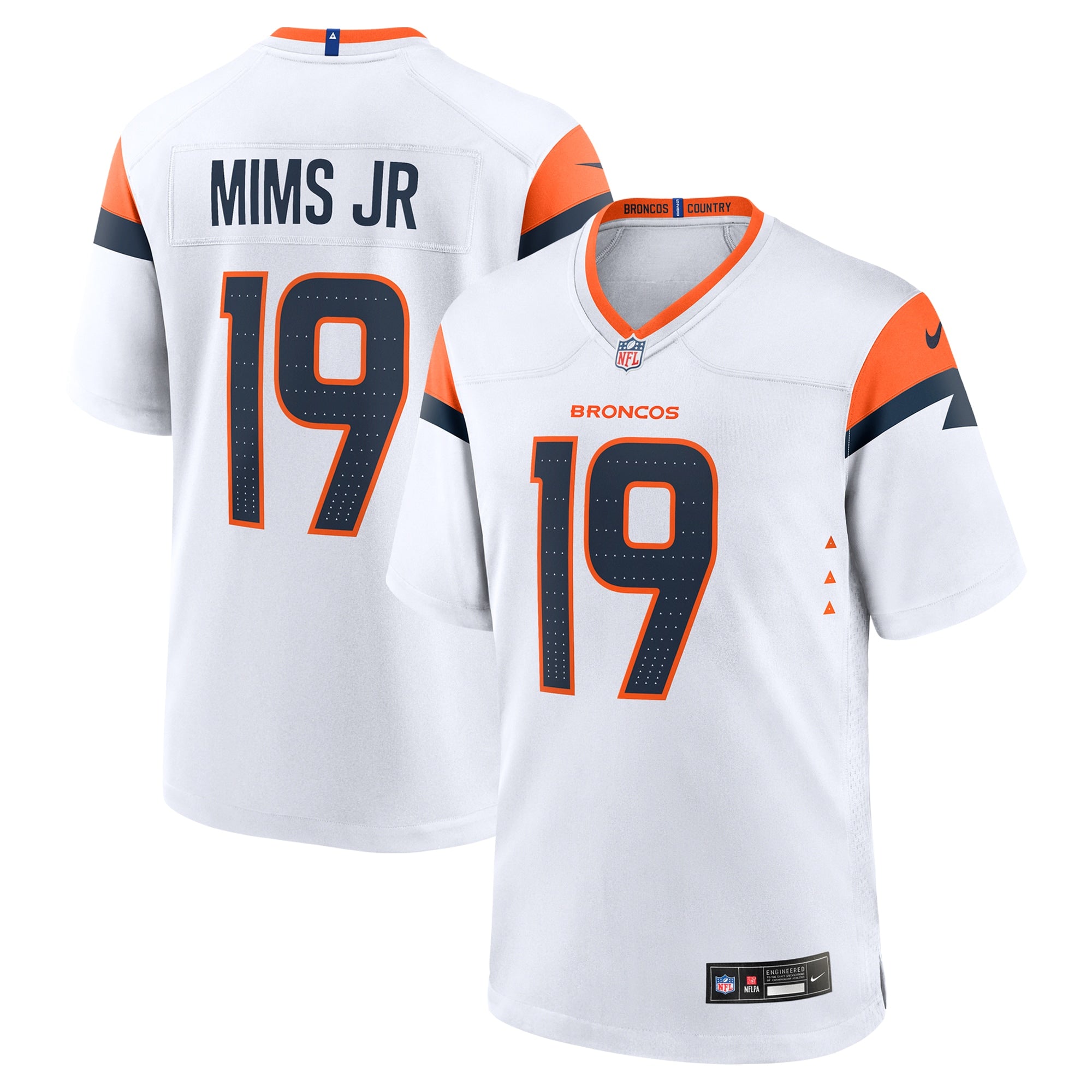 Marvin Mims Jr Denver Broncos Nike Team Game Jersey - Orange/White/Navy - Image 8