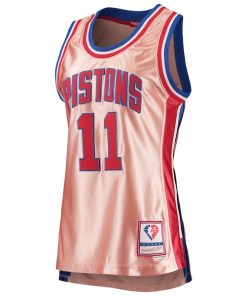 Alternative view of Isiah Thomas Detroit Pistons Women's 75th Anniversary Rose Gold 1982 Swingman Jersey - Pink