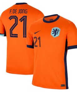 Frenkie de Jong Netherlands National Team Nike 2024 Home Replica Jersey - Orange