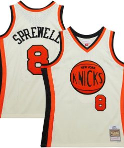 Latrell Sprewell New York Knicks Chainstitch Swingman Jersey - Cream