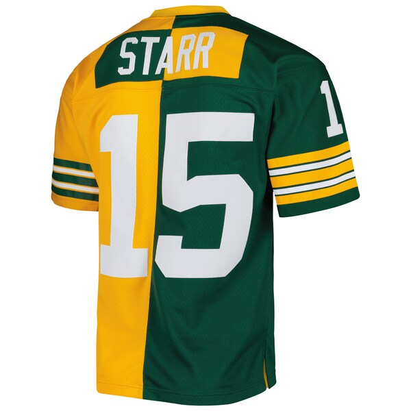 Bart Starr Green Bay Packers 1969 Split Legacy Replica Jersey - Green/Gold - Image 4