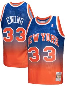 Patrick Ewing New York Knicks 1991/92 Hardwood Classics Fadeaway Swingman Player Jersey - Orange/Royal