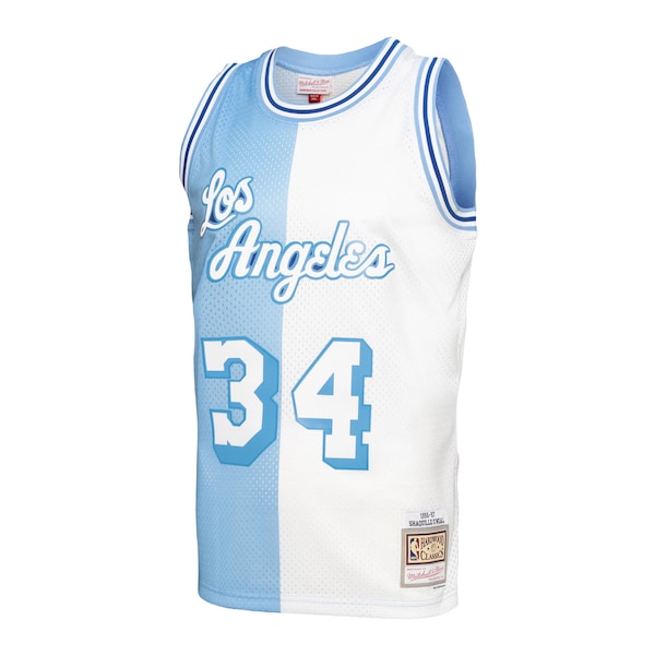 Shaquille O'Neal Los Angeles Lakers Big & Tall Hardwood Classics 1996/97 Split Swingman Jersey - Powder Blue/White - Image 2