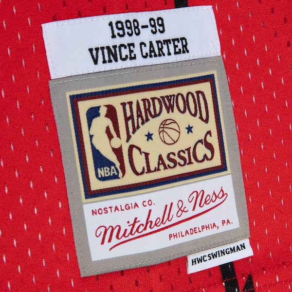 Vince Carter Toronto Raptors 1998/99 Hardwood Classics Fadeaway Swingman Player Jersey - Red/Purple - Image 2
