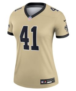 Alternative view of Alvin Kamara New Orleans Saints Nike Women's Gameday Golds Alternate Legend Player Performance Top - Gold