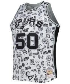 Alternative view of David Robinson San Antonio Spurs 1998/99 Hardwood Classics Doodle Swingman Player Jersey - White