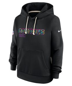 Alternative view of Dallas Cowboys Nike Women's 2025 NFL Crucial Catch Sideline Standard Issue Dri-FIT Hoodie - Black