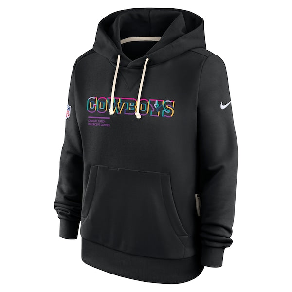Dallas Cowboys Nike Women's 2025 NFL Crucial Catch Sideline Standard Issue Dri-FIT Hoodie - Black - Image 2