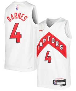 Alternative view of Scottie Barnes Toronto Raptors Nike Youth Swingman Jersey - Association Edition - White/Red