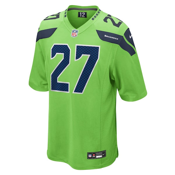 Tariq Woolen Seattle Seahawks Nike Game Jersey - Neon Green/Navy - Image 3