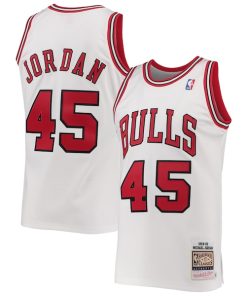 Men's Chicago Bulls Michael Jordan White 1994-95 Hardwood Classics Authentic Player Jersey