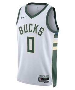 Alternative view of Damian Lillard Milwaukee Bucks Nike Unisex Fear The Deer Swingman Player Jersey - Association Edition - White