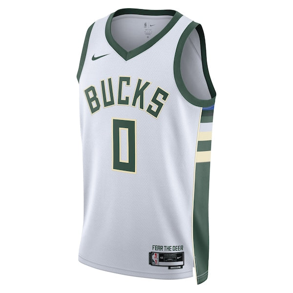 Damian Lillard Milwaukee Bucks Nike Unisex Fear The Deer Swingman Player Jersey - Association Edition - White - Image 2