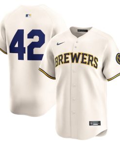 Milwaukee Brewers Nike 2024 Jackie Robinson Day Home Limited Jersey?¨C Cream