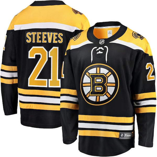 Alex Steeves Boston Bruins Home Breakaway Jersey - Black