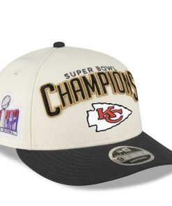 Kansas City Chiefs New Era Super Bowl LVIII Champions Locker Room Low Profile 9FIFTY Adjustable Hat - Cream/Black