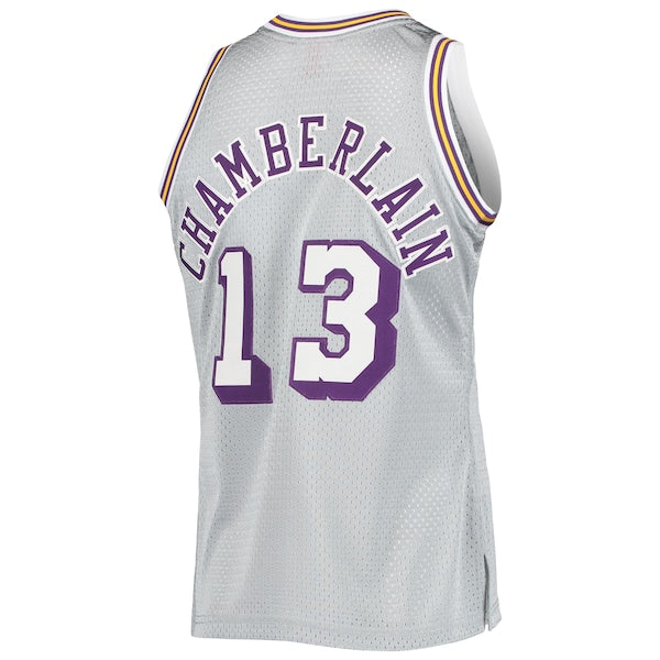 Wilt Chamberlain Los Angeles Lakers 75th Anniversary 1971/72 Hardwood Classics Swingman Jersey - Silver - Image 3