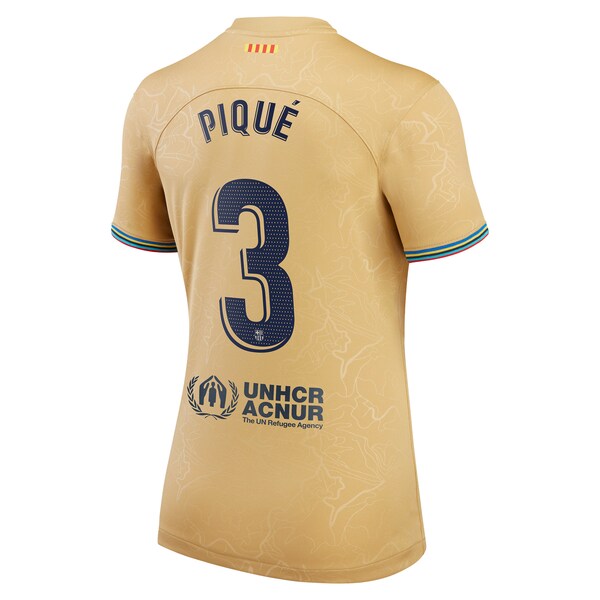 Gerard Pique Barcelona Nike Women's 2022/23 Away Replica Player Jersey - Gold - Image 3