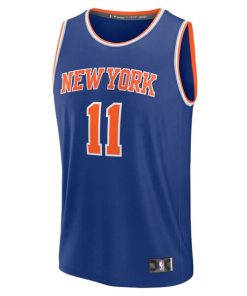 Alternative view of Jalen Brunson New York Knicks  Fast Break Replica Player Jersey - Icon Edition - Blue