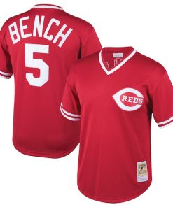 Johnny Bench Cincinnati Reds Youth Cooperstown Collection Mesh Batting Practice Jersey - Red