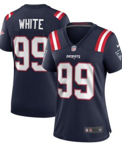 Alternative view of Keion White New England Patriots Nike Women's Team Game Jersey -  Navy/Red/White