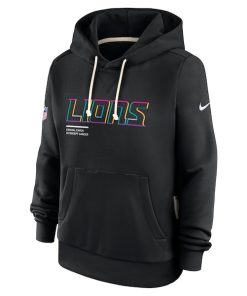 Alternative view of Detroit Lions Nike Women's 2025 NFL Crucial Catch Sideline Standard Issue Dri-FIT Hoodie - Black