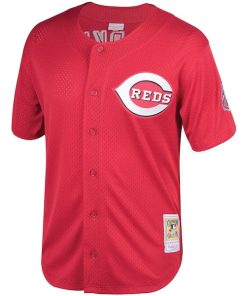 Alternative view of Barry Larkin Cincinnati Reds Throwback Cooperstown Mesh Batting Practice Jersey - Red