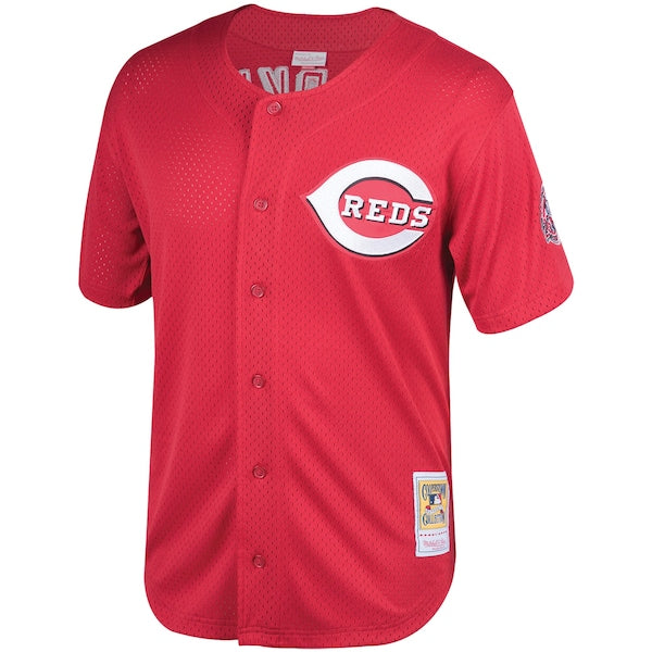 Barry Larkin Cincinnati Reds Throwback Cooperstown Mesh Batting Practice Jersey - Red - Image 2