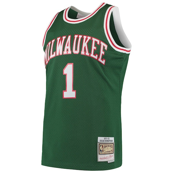 Oscar Robertson Milwaukee Bucks 1971/72 Hardwood Classics Swingman Jersey - Green - Image 2