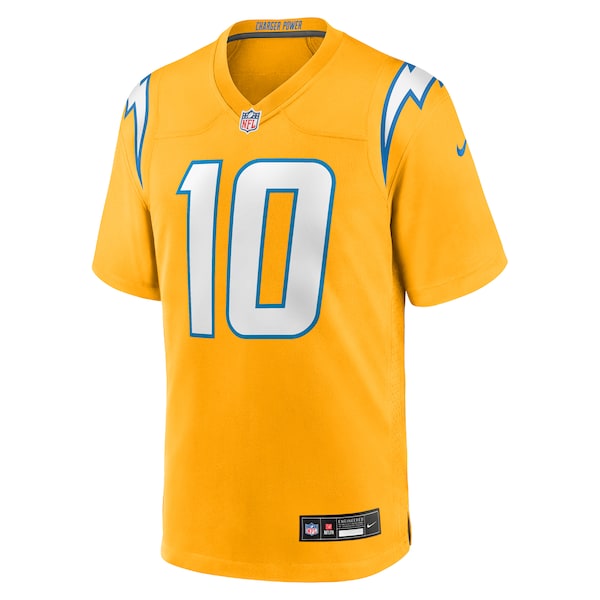 Justin Herbert Los Angeles Chargers Nike Youth Alternate Charger Power Game Player Jersey - Gold/Navy - Image 3