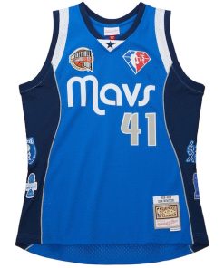 Alternative view of Dirk Nowitzki Dallas Mavericks Unisex Hall of Fame Class of 2023 Throwback Swingman Jersey - Blue