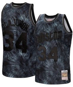Hakeem Olajuwon Houston Rockets Hardwood Classics 1993/94 Tie-Dye Swingman Jersey - Black