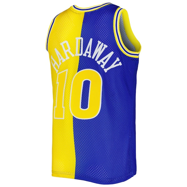 Tim Hardaway Golden State Warriors Hardwood Classics 1990/91 Split Swingman Jersey - Royal/Gold - Image 4