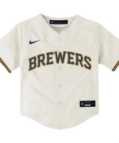 Alternative view of Christian Yelich Milwaukee Brewers Nike Toddler Home Replica Player Jersey - Cream