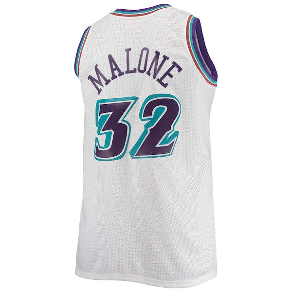 Karl Malone Utah Jazz 1996/97 Big & Tall Hardwood Classics Swingman Jersey - White/Purple - Image 4