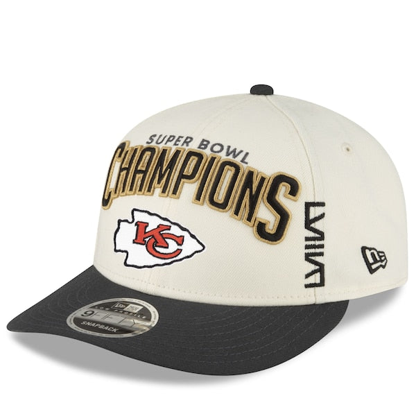 Kansas City Chiefs New Era Super Bowl LVIII Champions Locker Room Low Profile 9FIFTY Adjustable Hat - Cream/Black - Image 3