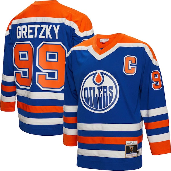 Wayne Gretzky Edmonton Oilers Captain Patch 1986/87 Blue Line Player Jersey - Royal