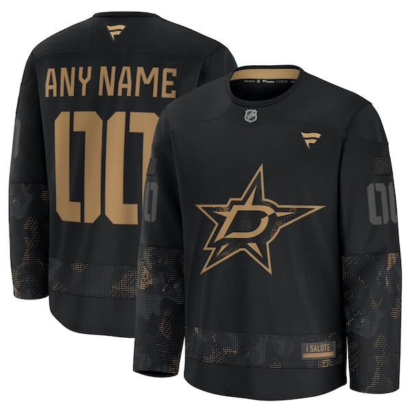 Dallas Stars 2024 Military Appreciation Personalized Long Sleeve Practice Jersey - Black