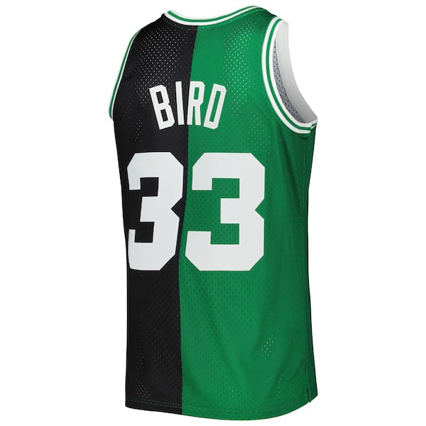 Larry Bird Boston Celtics Hardwood Classics 1985/86 Split Swingman Jersey - Black/Kelly Green - Image 3