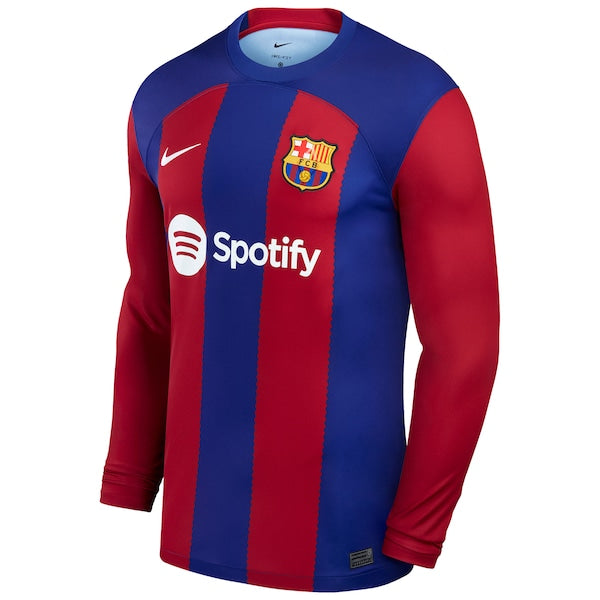 Pedri Barcelona Nike 2023/24 Home Replica Long Sleeve Jersey - Royal - Image 2