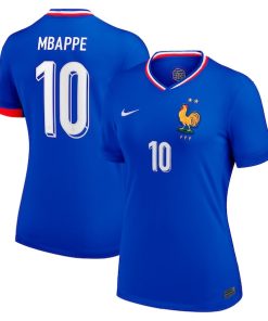 Alternative view of Kylian Mbappe France National Team Nike Women's 2024 Home Replica Jersey - Blue/White