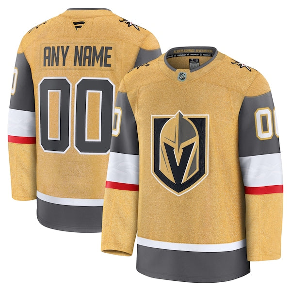 Vegas Golden Knights Home Premium Custom Jersey - Gold/Gray/White