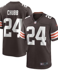 Alternative view of Nick Chubb Cleveland Browns Nike Game Player Jersey - Brown/White