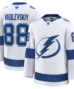 Alternative view of Andrei Vasilevskiy Tampa Bay Lightning  Away Premium Jersey - White/Black/Blue